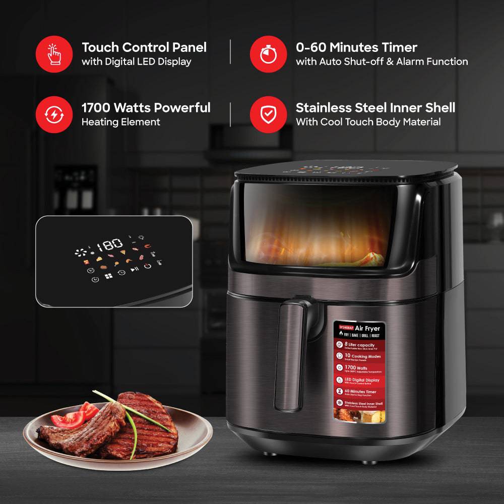 Sanford SF2458AF fryer 10 preset cooking modes display