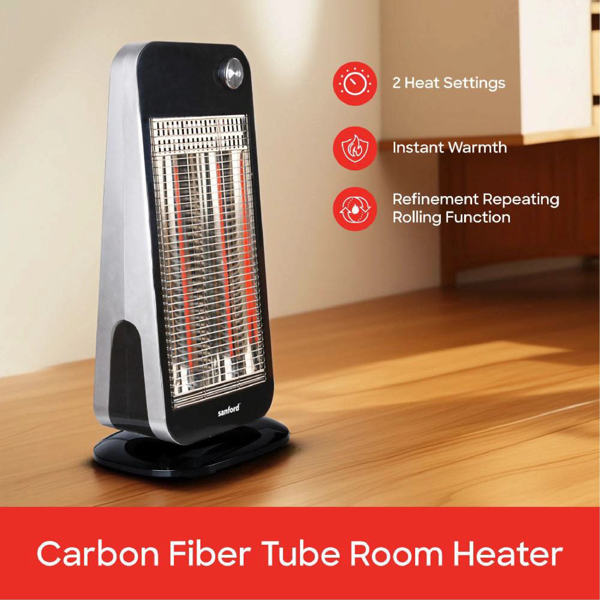Sanford Carbon Room Heater with 2 Heat Settings (450W / 900W) and Safety Control and Remote Control - SF1287CRH Sanford KSA