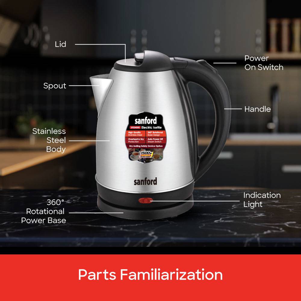 Sanford SF3343EK 1.8L kettle side profile view