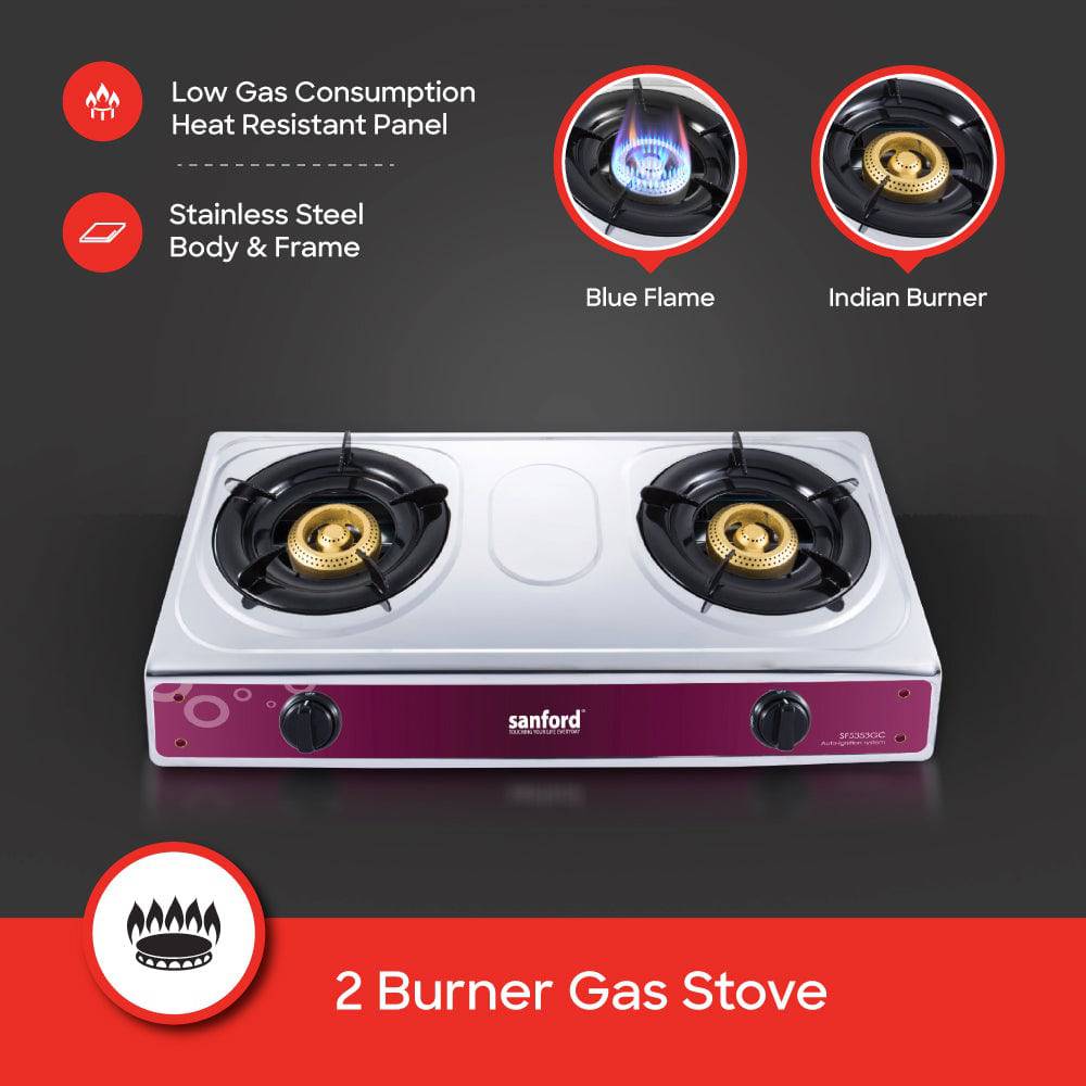 Sanford SF5353GC 2 burner stove burner configuration top view