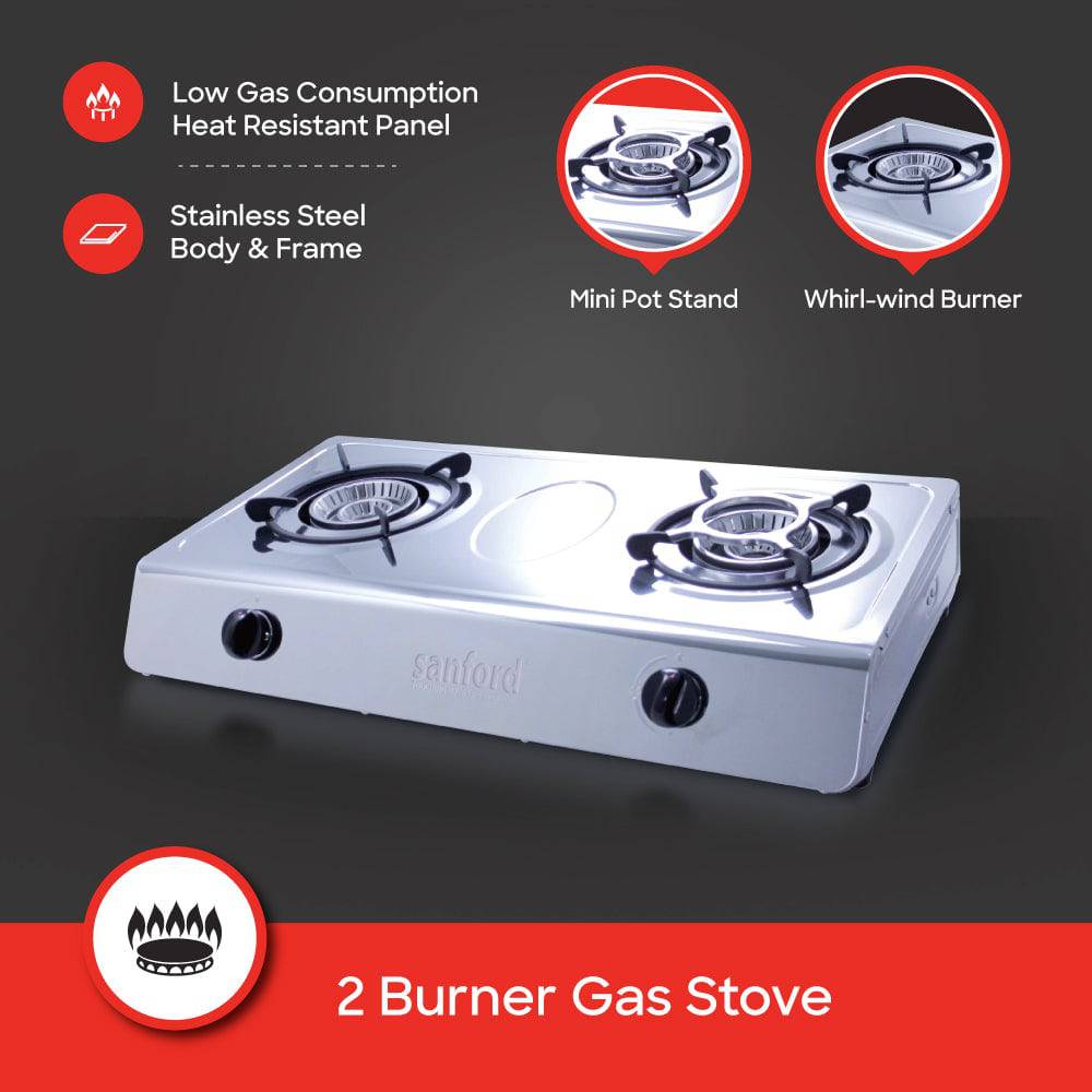 Sanford 2 Burner Gas Stove Stainless Steel with Auto Ignition & Powerful Flame - SF5401GC Sanford KSA