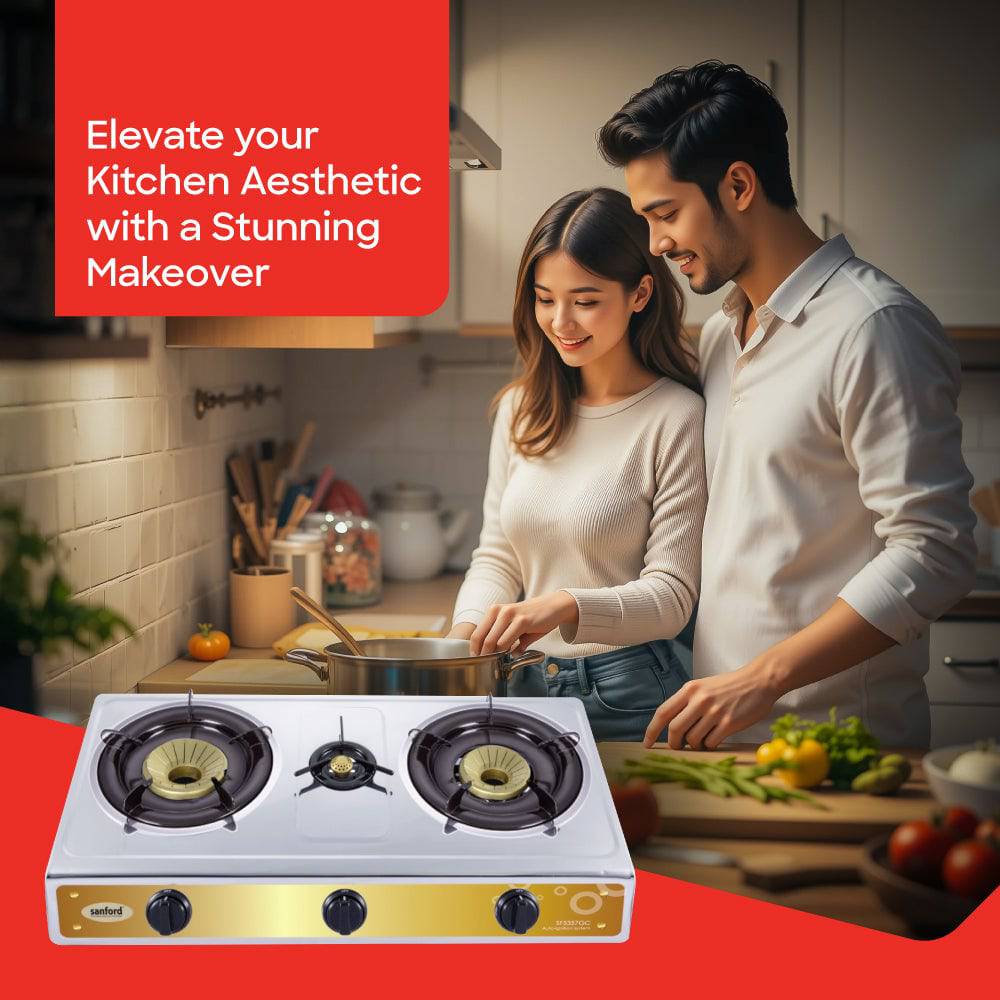 Sanford SF5357GC-B gas stove auto ignition blue flame whirl-wind cap