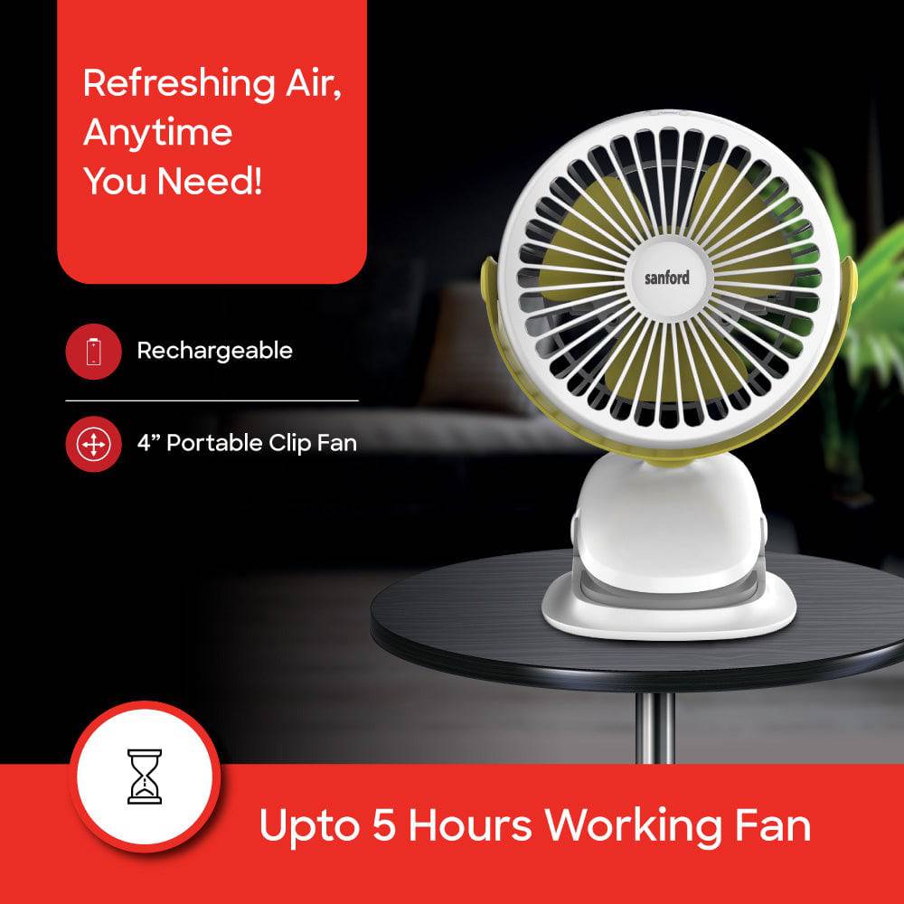 Sanford SF6664PCF rechargeable fan 2000mAh battery and charging