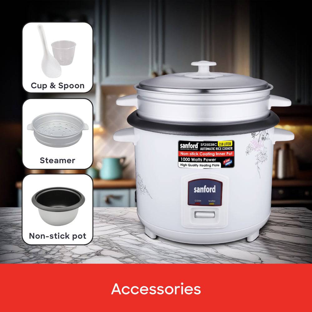 Sanford SF2503RC rice cooker lid and steam vent close-up