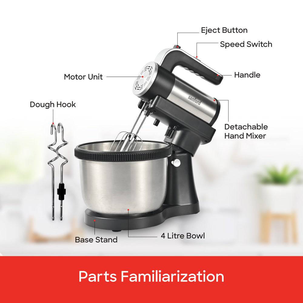 Sanford SF1361SM stand mixer in use demonstration