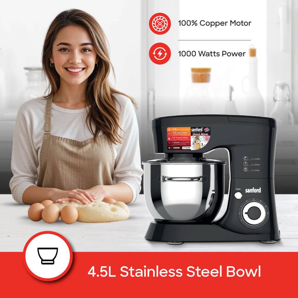 Sanford SF1362SM 4.5L stand mixer attachments display